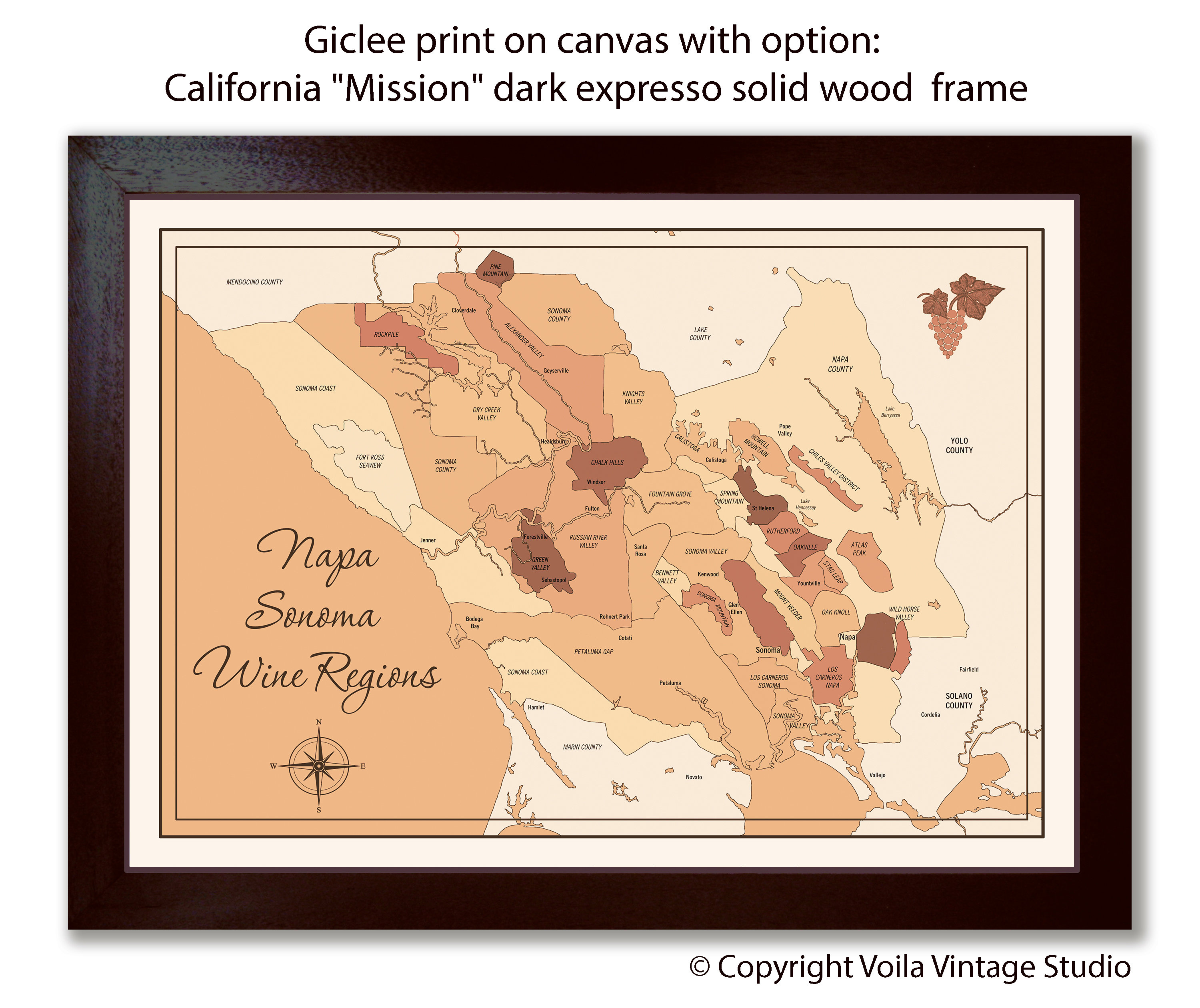Napa valley map winery - Etsy 日本