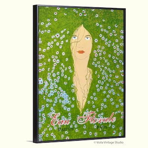 Fashion illustration French art nouveau perfume ad, boho bohemian style Vintage Advertising, Fashion wall art Giclee Canvas