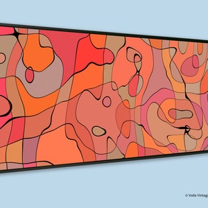 Arte de pared abstracto moderno de mediados de siglo, creación original &quot;olas&quot;, lienzo giclée, decoración moderna del hogar