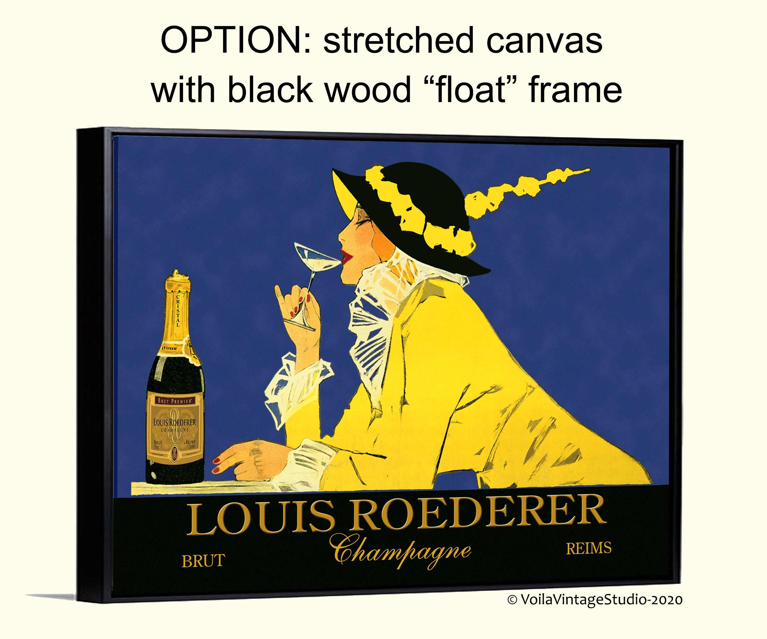 Champagne Roederer, Art Deco French Drink Vintage Poster, Boho
