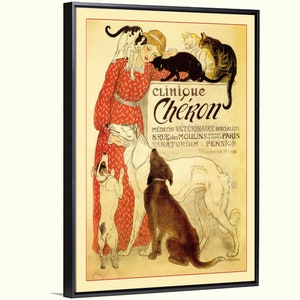 Französisches Werbeplakat für Katzenhunde der Tiergruppe Clinique Cheron von Steinlein