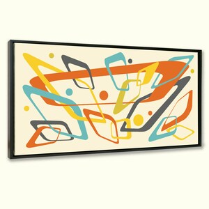 Mid-Century Modern abstract wall art original creation &quot;Square Dance&quot;, giclee canvas , modern home decor