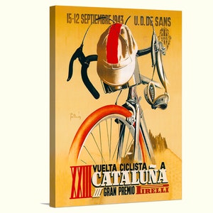 Bike ad Tour de Cataluna Spanisch Vintage Werbung Giclee auf Leinwand Radfahren Anzeige Wanddekor