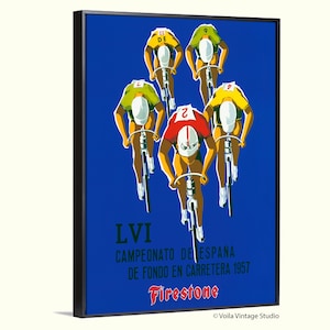 Vintage Radsport, Spanische Weltmeisterschaft Fahrrad Werbeplakat Firestone Pate, Fahrrad Wand Kunst Giclée Leinwand, Geburtstag Geschenkidee