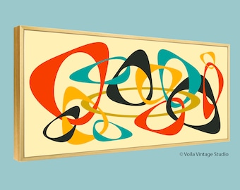 Modern abstract mid-century wall art original creation "Tri-turé", giclee canvas , modern home decor