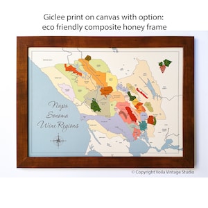 Napa Sonoma Wein Karte Giclée Leinwand personalisierbare Nassbar Küche Café Restaurant Dekor Voila Vintage