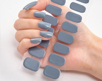 GREY - No UV Nail Stickers | Long Lasting No Chip Manicure | Easy Manicure Nail Set | No UV Lamp Required | Grey Nail Wraps