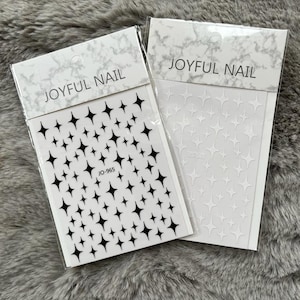 STAR NAIL STICKERS | Black & White Nail Art Stickers | Nail Decals | Star Nail Stickers | Nail Decor | Four Point Star