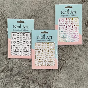 Nail Decals | Nail Art Stickers | Nail Stickers - Black, Gold, Rainbow | Easy Application Nail Stickers | Stickers | Geometric symbols