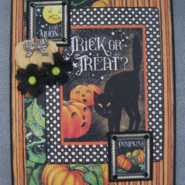 Graphic 45 Halloween Handmade Card - Tick or Treat - Charmed - Black Cat