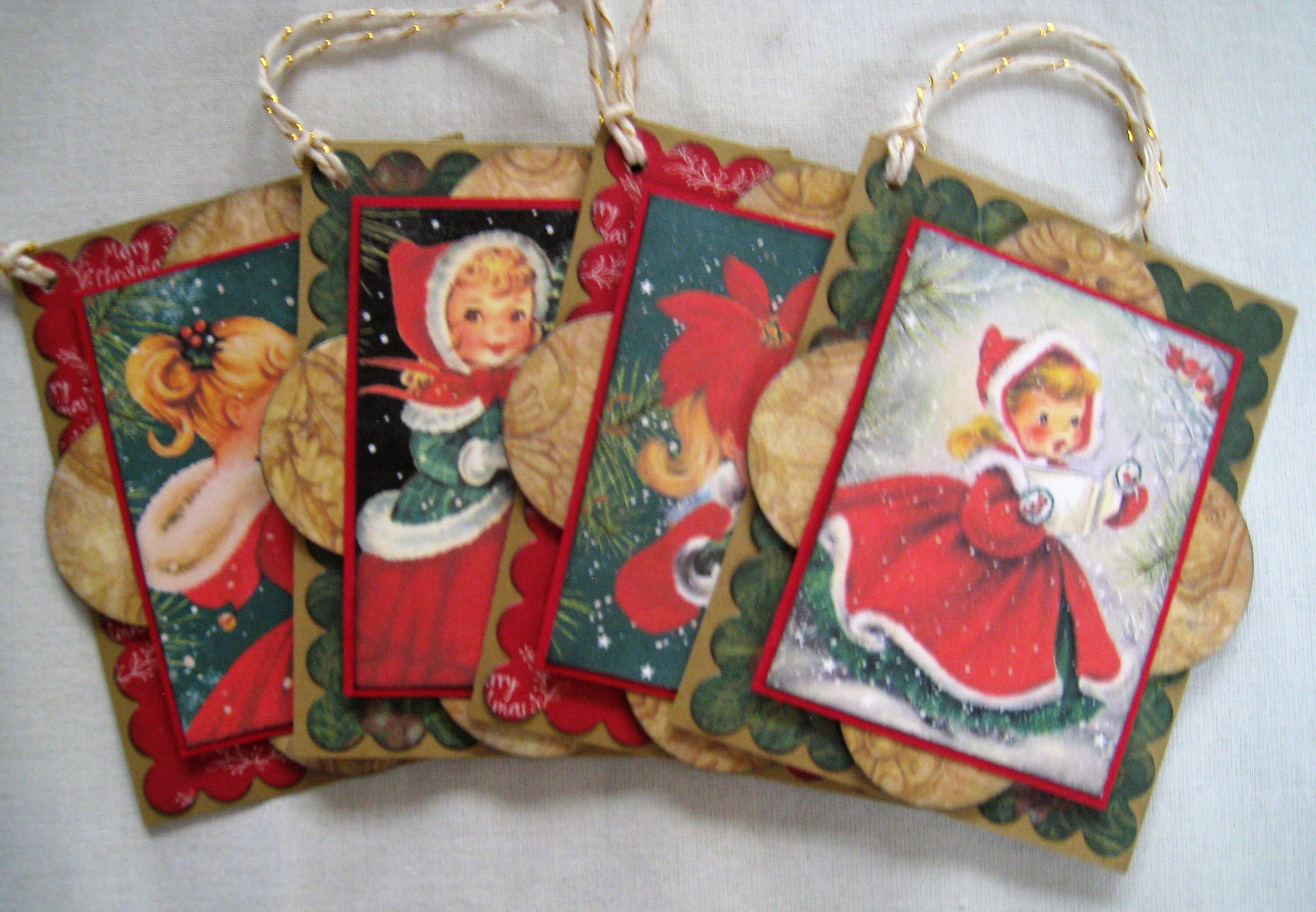 Christmas Tags Set of Four Victorian | Etsy