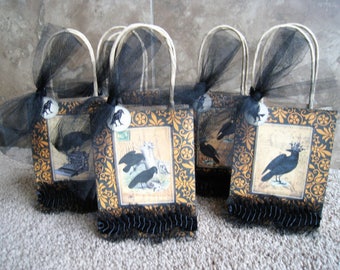 Raven Gift Bags - Set of Five - Vintage - Edgar Allen Poe - Book Club