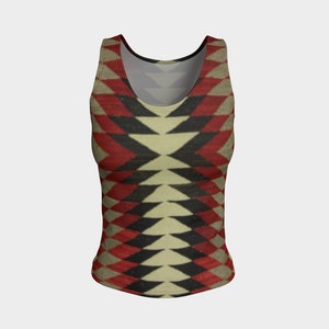 Navajo Eye Dazzler Pattern Tank Top, Fitted Tank Top, Athletic Tank Tops, Fitted Tank Tops for Women, Yoga Tank Top, Workout Tank Top, Aztec