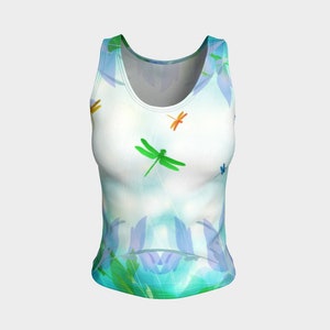 Dragonfly Dreams Tank Top, Fitted Tank Top, Athletic Tank Top, Tank Tops for Women, Yoga Tank Top,Workout Tank Top, Watercolor Tank, Pastels Regular