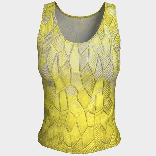 Bright Lemon Yellow Dragon Scales 3D Tank Top