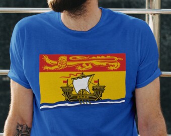 Flag of New Brunswick T-shirt, Unisex T-shirt, T-shirt Men,Tshirt Men, Tshirt Women, Flag Shirt, Canadian Flag, Golden Lion Passant, Lymphad