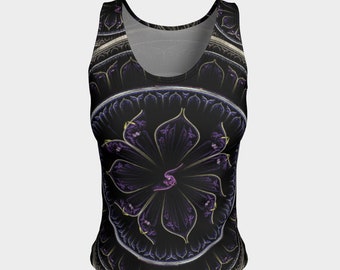 Purple Flower Helm Tank Top, Fitted Tank Top, Athletic, Fitted Tank Tops for Women, Yoga Tank Top,Workout Tank Top,Active Wear, Fashion Tank