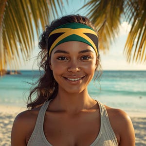 Bandeau drapeau jamaïcain, serre-tête pour entraînement sportif, tissu performant, évacuation de l'humidité