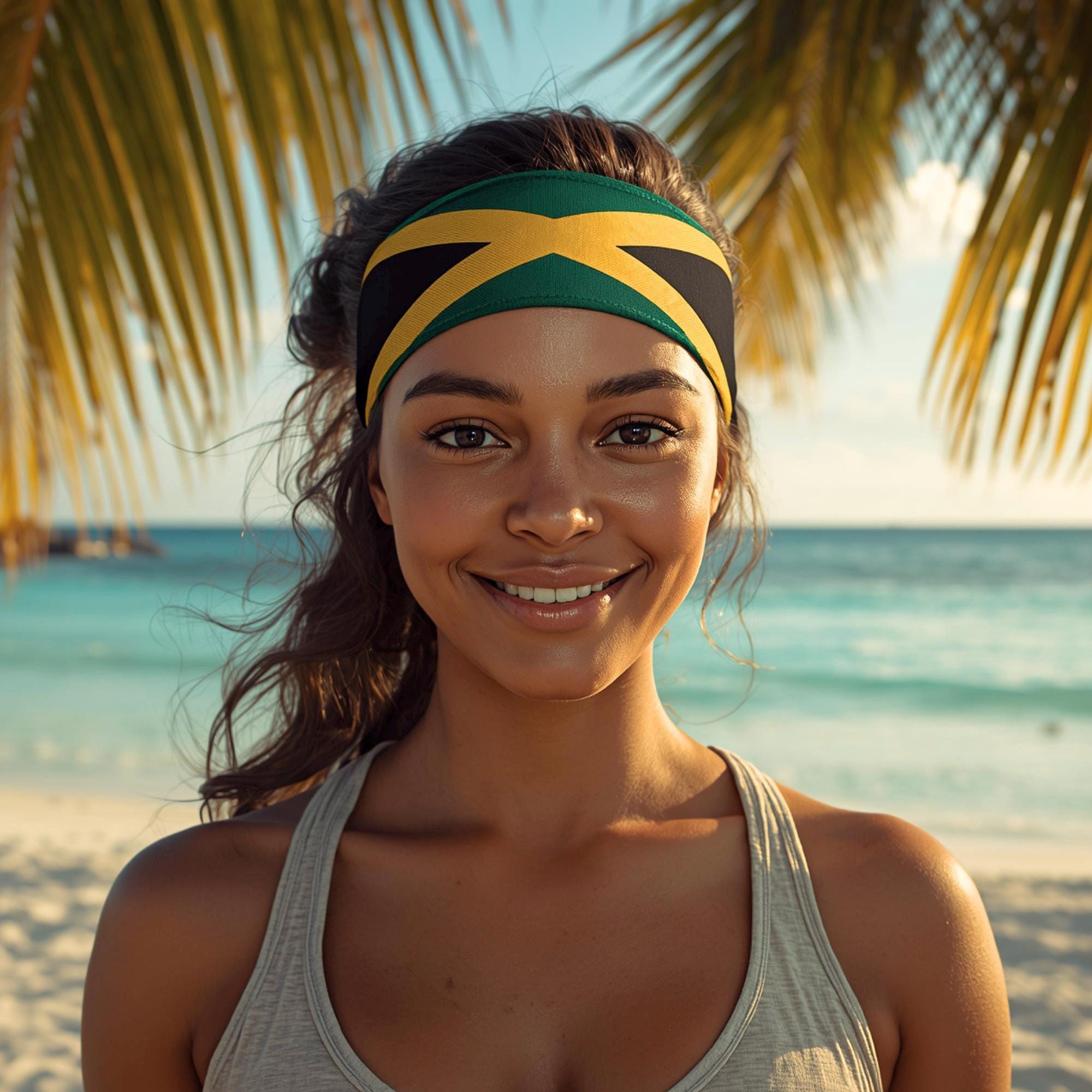 Jamaica Flag Headband, Athletic Workout Hair Band, Performance