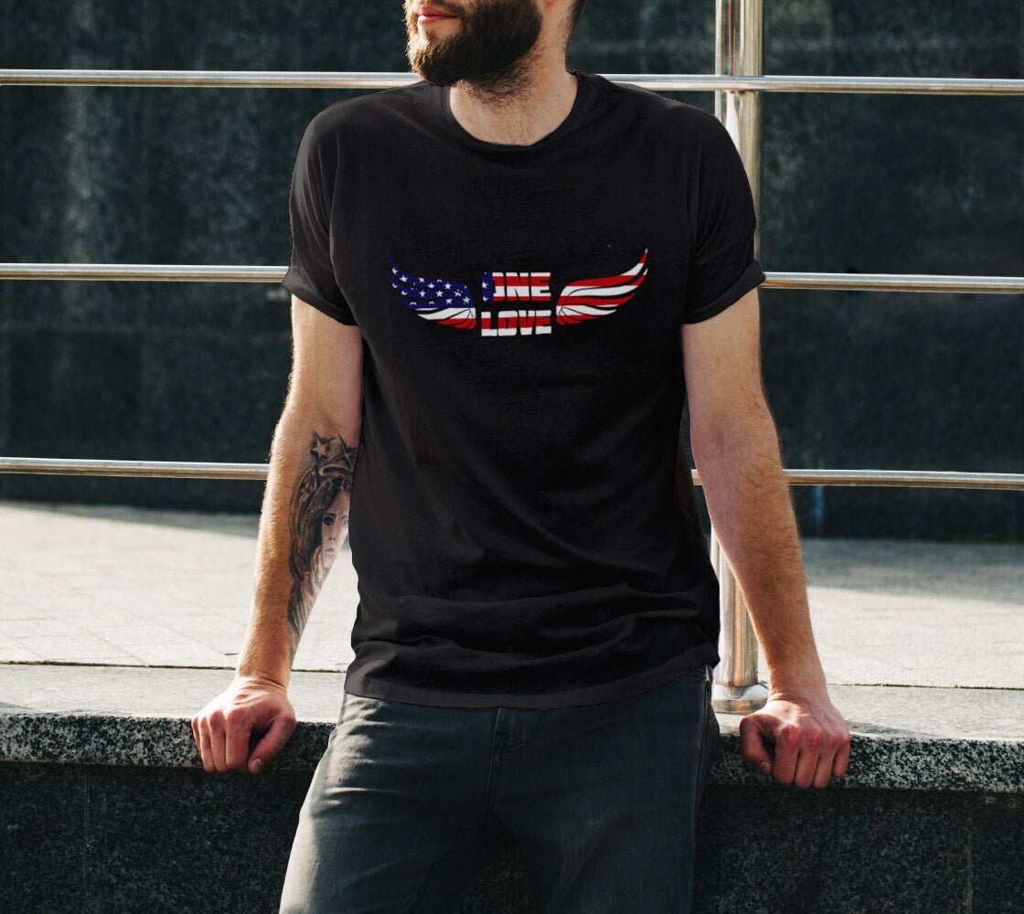 One Love USA Flag With Wings T-shirt T Shirt Mentshirt Men - Etsy