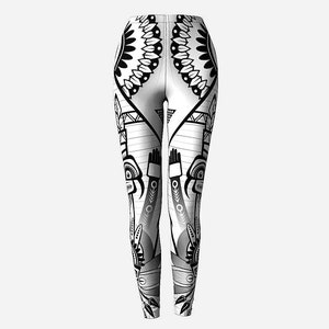 Native Tribal Leggings, Active Wear, Leggins Woman,Yoga Leggings,Gym Leggings,Festival Leggings,Southwestern,American Indian,Chief, Feathers