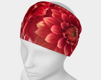 Fascia per capelli Dinnerplate Dahlias: sciarpa floreale per capelli, scaldavivande