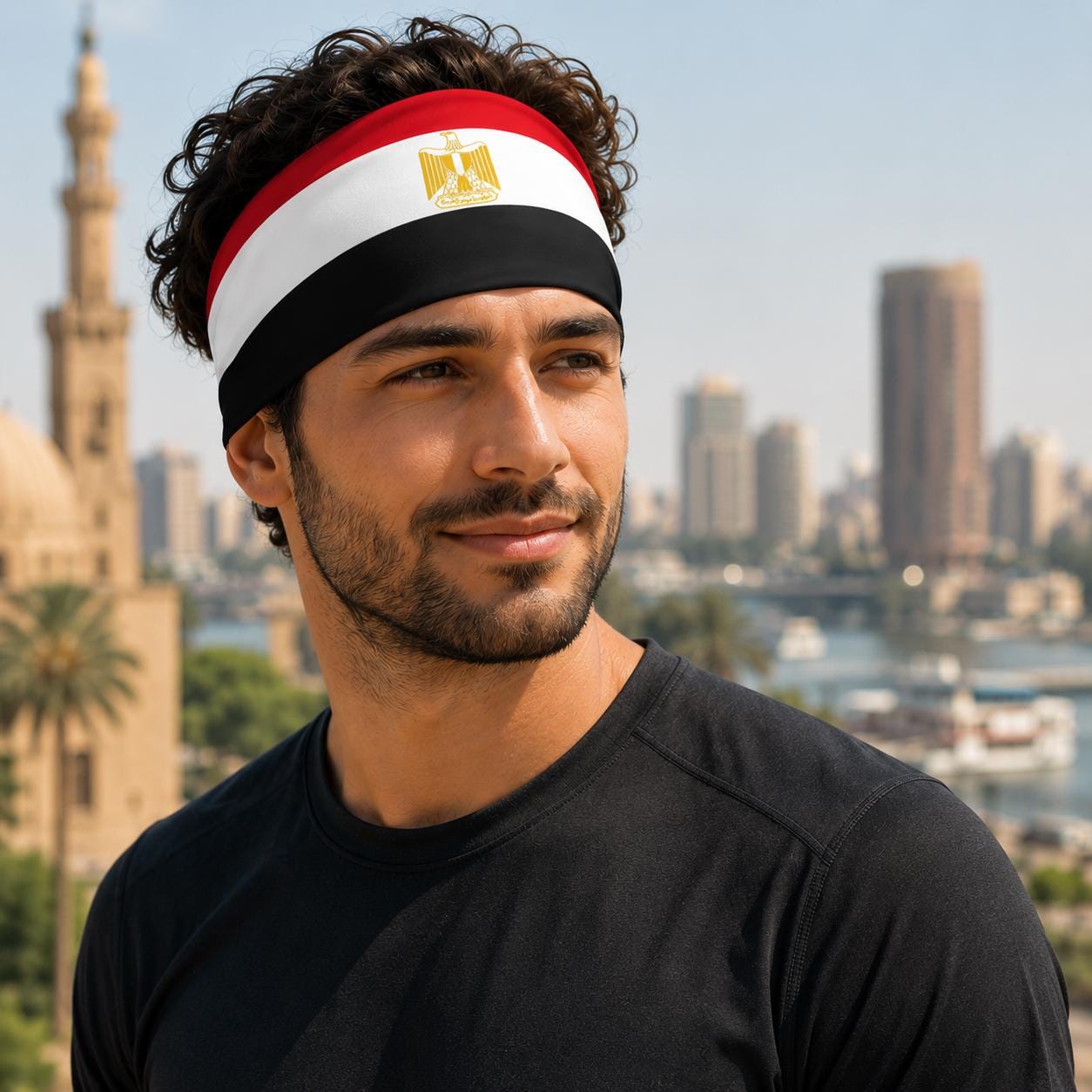 Egyptian Flag Headband, Athletic Hair Band, Performance Fabric Sweatband