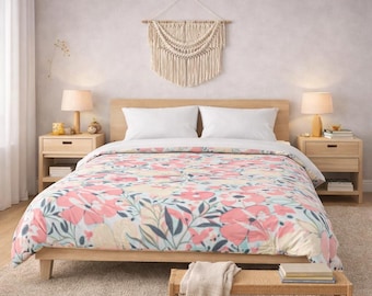 Duvet Cover in floral pastels of spring and summer flowers.