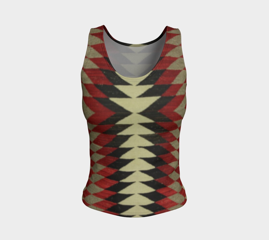 Navajo Eye Dazzler Pattern Tank Top, Fitted Tank Top, Athletic Tank Tops, Fitted Tank Tops for Women, Yoga Tank Top, Workout Tank Top, Aztec