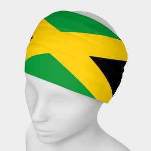 Flag of Jamaica headband, Bandanna, Neck Scarf, Yoga Headband, Head Wrap, Flag headband, Flag scarf, Tube scarf, Headwear