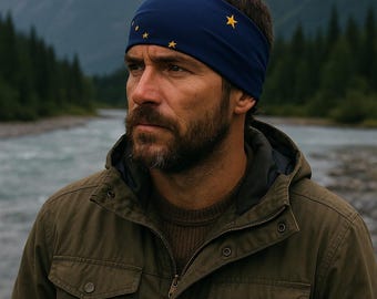 Alaska Flag Headband, Last Frontier Pride Running and Yoga Head Wrap, Gift