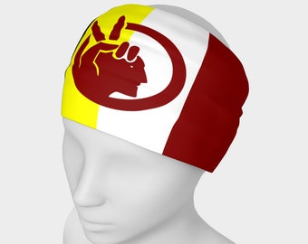 Flag of the American Indian Movement Headband,Bandana,Head Band,Neck Scarf,Yoga Headband,Head Wrap,Tribal, Native,Bandera,Red,white,black.
