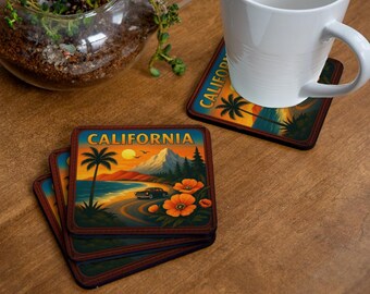 California Coaster Set of 4 featuring all things California Sea and Sun