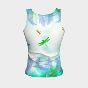 Dragonfly Dreams Tank Top, Fitted Tank Top, Athletic Tank Top, Tank Tops for Women, Yoga Tank Top,Workout Tank Top, Watercolor Tank, Pastels image 2