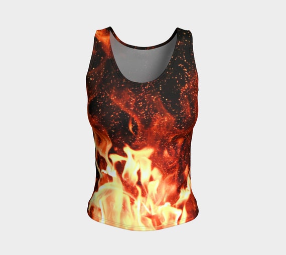 Bonfire Blaze Flame, Fitted Tank, Athletic Tank Tops, Fashion Tank, Women  Yoga Tank Top, Workout Tank Top, Gym, Cosplay, Halloween, Black 