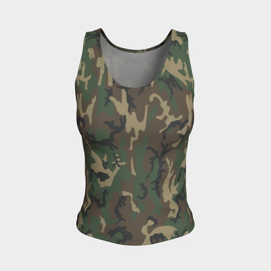 Brown Camo Fitted 3D Tank Top