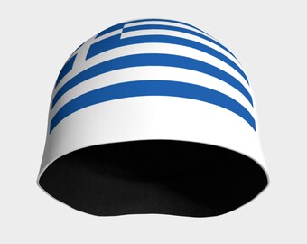 Greek Flag Beanie: Bamboo Lined Patriotic Hat