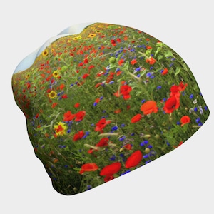 Field of Flowers Beanie Hat Women&#39;s Beanie Hat Baby Beanie Kids Girls Winter Hat Bamboo Lined Warm Floral Beanie Christmas Chemo Hat Gift
