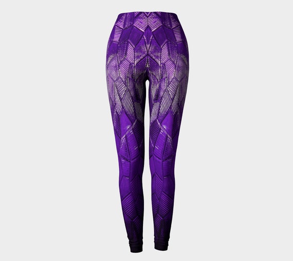 Leggings de escamas de dragón púrpura, ropa activa, leggings de