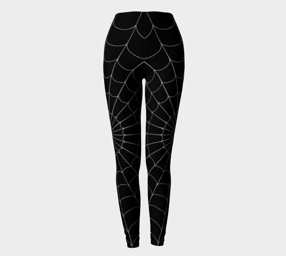 Black Spider Web Leggings, Yoga Leggings, Yoga Pants, Active Wear