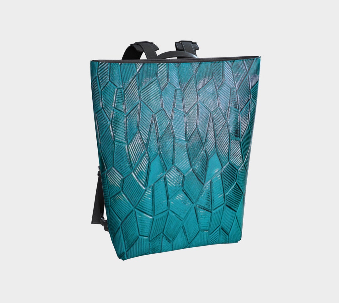 Turquoise Dragon Scales Vegan Leather Backpack - Etsy