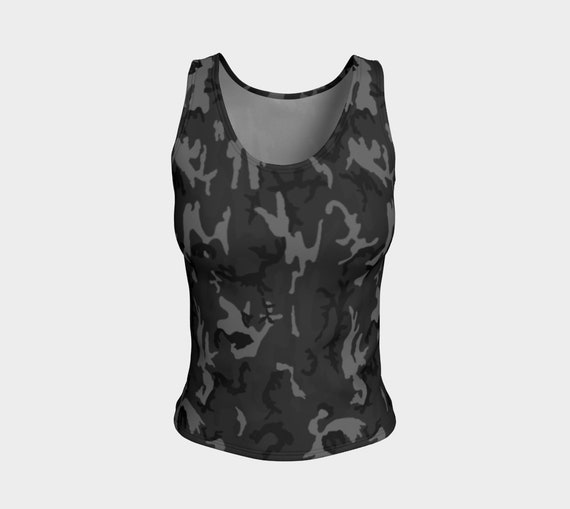 Grey Scale Leaf Camo Fitted Tank Top, Athletic Tank Top, Fitted Tank Tops  for Women, Yoga Tank Top, Workout Tank Top, Active Wear, Gym Tank -   Canada