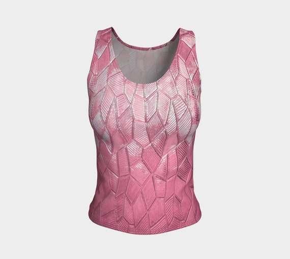 Rose Quartz Dragon Scales Tank Top,fitted Tank Top,athletic Tank