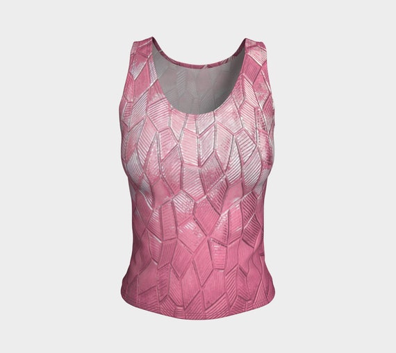 Rose Quartz Dragon Scales Tank Top,fitted Tank Top,athletic Tank Tops,fashion  Tank,women Yoga Tank Top,workout Tank, Mermaid, Dungeons, Larp 