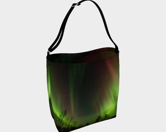 Northern Lights Neoprene Tote Bag: Adjustable Strap Beach Bag