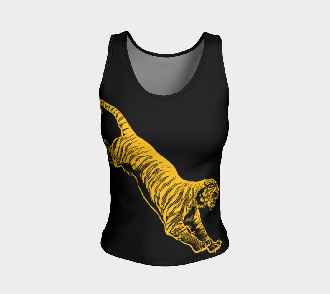 Golden Tiger Fitted Tank Top, Peachskin Jersey Active Wear