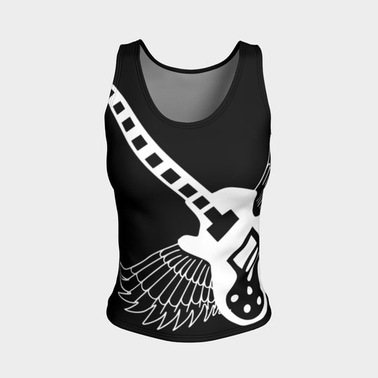 Guitar with Wings Tank Top, Fitted Tank Top, Athletic 3D Tank Top