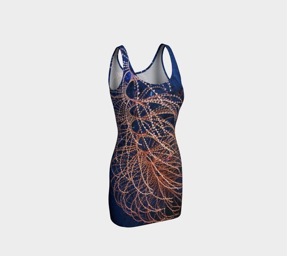 Sea Whip Coral Print Form Fitting Dress, Cobalt Blue, Reversible - Etsy