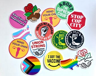 Progressive Leftist Political 3" Stickers