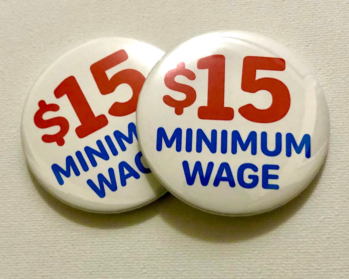 Wage minimum raise button democraticstuff buttons workers living ontario Gaji umr buton
